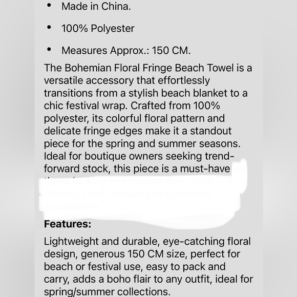 Round Fringe Beach Towel with Colorful Floral Mandala - Picture 6 of 6